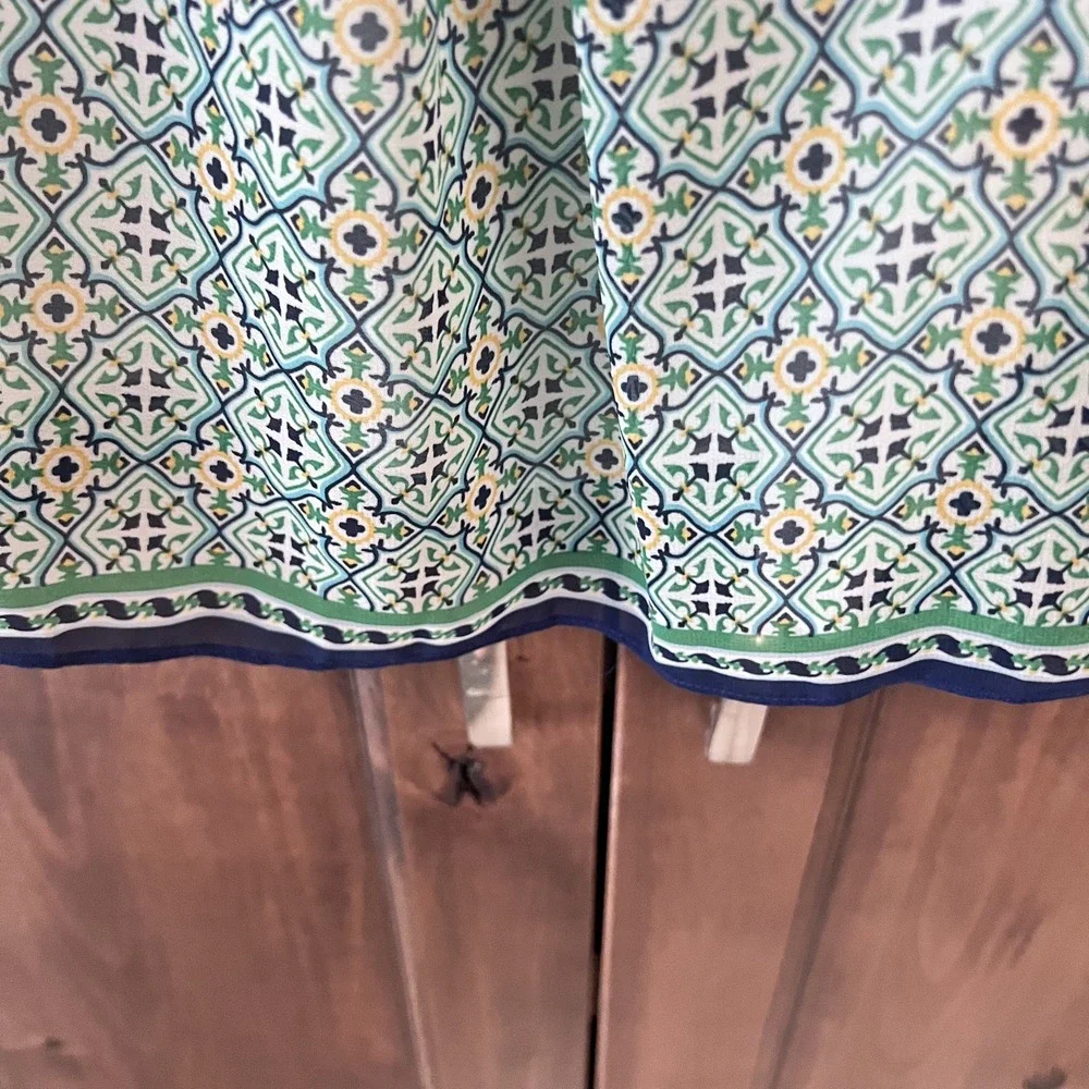 MAX STUDIO-Green Moroccan Print Halter Style Blouse Size L - Picture 1 of 10